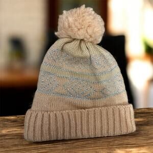 MUDD Girls Pink and Blue Pom Pom Hat One Size